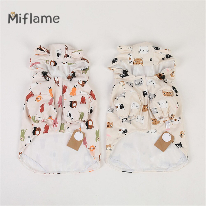 Miflame Cute Puppies Impermeabil Impermeabil Bulldog Francez Schnauzer Urs Print Haine pentru animale de companie Manta subtire de vara pentru caine Manta de ploaie pentru caini mici