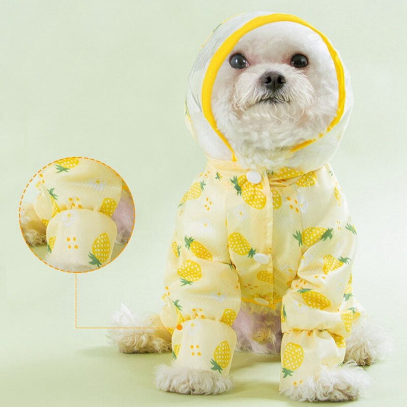 Fruit Full Print Дъждобран за кучета Дъждовни ботуши Водоустойчива бързосъхнеща тъкан Външна светлоотразителна лента Дрехи за малки и средни кучета Котки