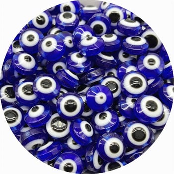 8mm 10mm 50/30pcs Ρητίνη Evil Eye Beads Οβάλ Σχήμα Spacer Beads for Jewelry Making DIY Charm κολιέ