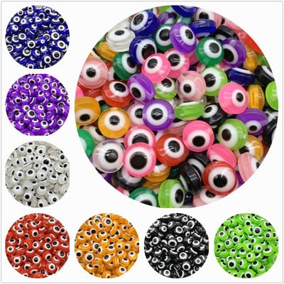 8mm 10mm 50/30pcs Ρητίνη Evil Eye Beads Οβάλ Σχήμα Spacer Beads for Jewelry Making DIY Charm κολιέ