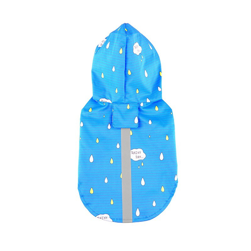 Nepremokavý pršiplášť pre šteniatka s kapucňou pre malé a stredné psy, pončo s potlačou, reflexnou bundou a otvorom na vodítko