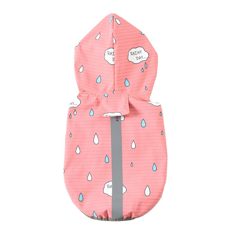 Nepremokavý pršiplášť pre šteniatka s kapucňou pre malé a stredné psy, pončo s potlačou, reflexnou bundou a otvorom na vodítko