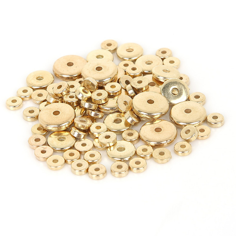Novih 500-100 kom/lot labavih odstojnih perli s ravnim okruglim kotačićima za rukotvorine DIY šivanje Izrada nakita KC zlatne/rodijske plosnate okrugle perle