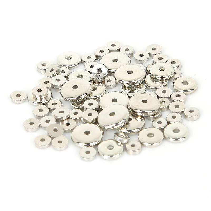 Novih 500-100 kom/lot labavih odstojnih perli s ravnim okruglim kotačićima za rukotvorine DIY šivanje Izrada nakita KC zlatne/rodijske plosnate okrugle perle