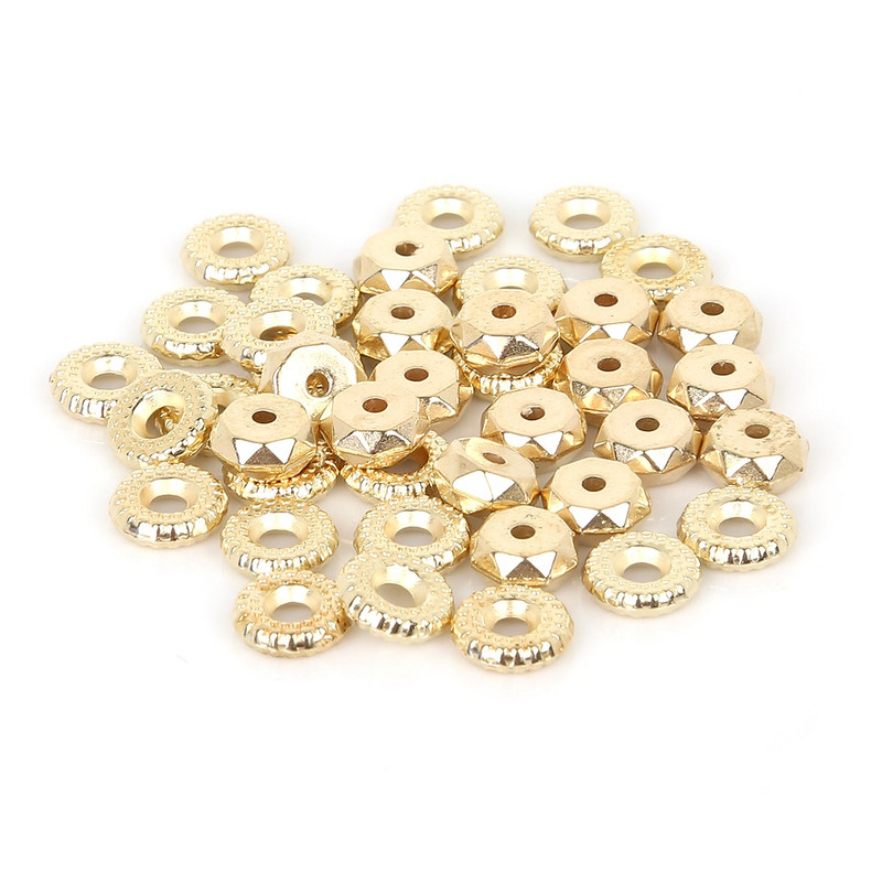 Novih 500-100 kom/lot labavih odstojnih perli s ravnim okruglim kotačićima za rukotvorine DIY šivanje Izrada nakita KC zlatne/rodijske plosnate okrugle perle