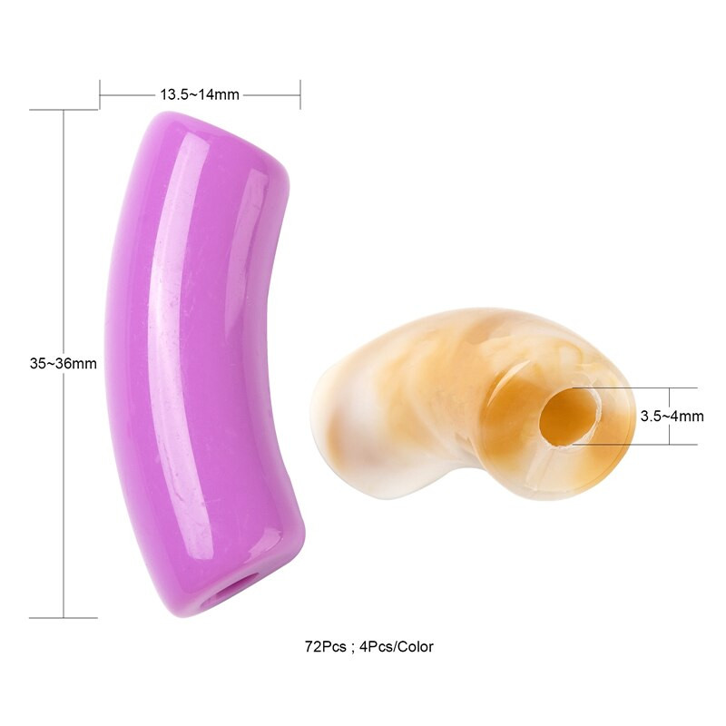 10 ks 35x14mm akrylové korálky, rúrkové korálky, voľné rozpery, plastové zakrivené korálky s rezancami na výrobu náramkov, šperkov, remeselných potrieb