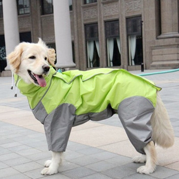 Дъждобран за домашни любимци 4 фута Водоустойчиви дрехи Дъждобран за кучета Дъждобран Гащеризони с качулка за малки, средни и големи домашни кучета Дъждобран