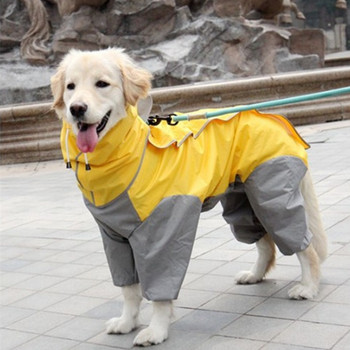 Дъждобран за домашни любимци 4 фута Водоустойчиви дрехи Дъждобран за кучета Дъждобран Гащеризони с качулка за малки, средни и големи домашни кучета Дъждобран