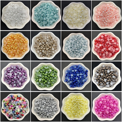 4mm 6mm 8mm 10mm Imitation Pearls Acrylic Beads Flat Back Scrapbook Beads For Jewelry Making Craft Pearls Clothing Accessories