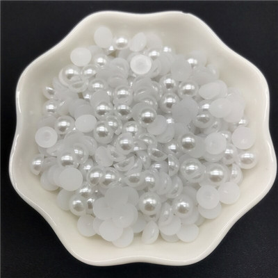 4mm 6mm 8mm 10mm pērļu imitācijas akrila krelles plakanas aizmugures albuma krelles juvelierizstrādājumiem Amatniecības pērles apģērbu aksesuāri