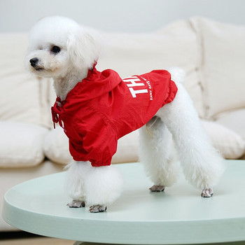 Модни кучешки дъждоустойчиви дрехи за малки и средни кучета Нов кучешки дъждобран с букви Водоустойчиво кучешко облекло Шнауцер Ветровка