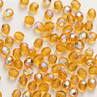 Taidian Čekijos ugniai poliruoti stiklo karoliukai jujubes formos rankų darbo amatų dovana, nacionalinis stilius 4mm 3/5 gramai / maišelis