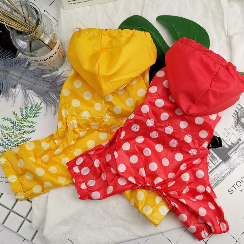 Pelernă de ploaie pentru câini de companie minunată cu buline îmbrăcăminte de ploaie pentru animale de companie, cu cordon reglabil, haină impermeabilă pentru câine, mantie de siguranță pentru câine pentru Yorkshire Terrier