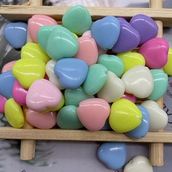 50p 8/12/14mm χρώμα σε σχήμα καρδιάς Ακρυλικό ζαχαρωτό Loose Beads Κοσμήματα Χάντρες για DIY Craft Βραχιόλι Κολιέ Κοσμήματα Κατασκευή παιδικού παιχνιδιού