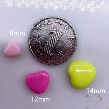 50p 8/12/14mm χρώμα σε σχήμα καρδιάς Ακρυλικό ζαχαρωτό Loose Beads Κοσμήματα Χάντρες για DIY Craft Βραχιόλι Κολιέ Κοσμήματα Κατασκευή παιδικού παιχνιδιού