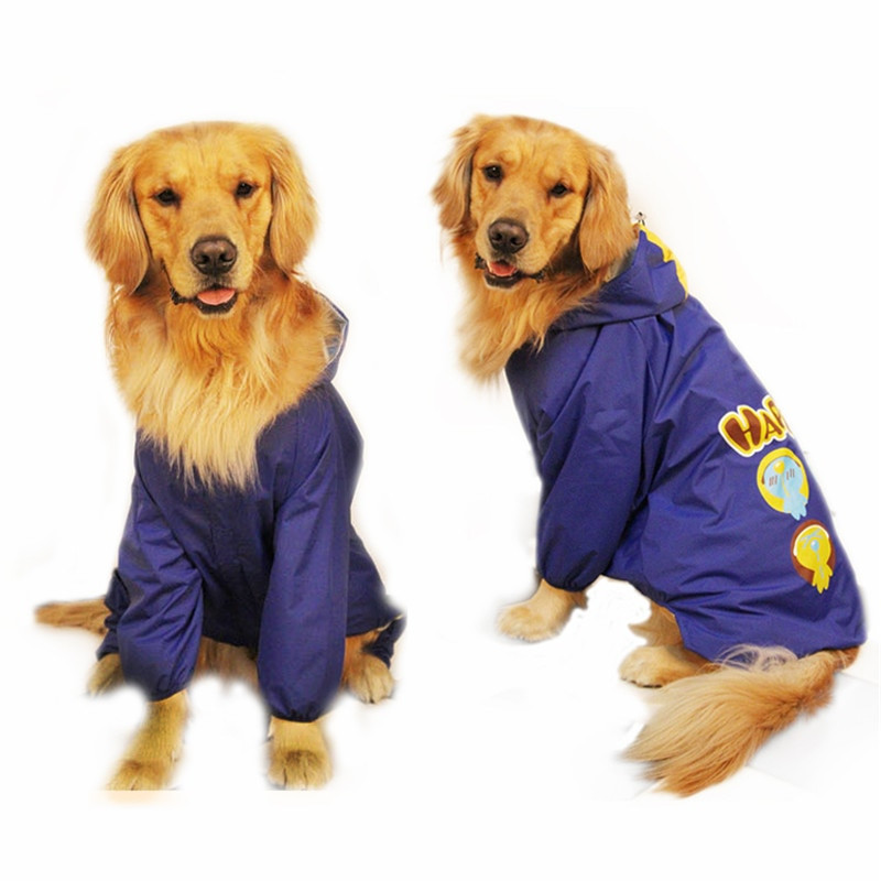 Zlatý retriever, labrador, pláštenka pre psov, nepremokavá bunda s kapucňou, pláštenka s kresleným motívom, overal pre veľké psy, nepriepustná pero