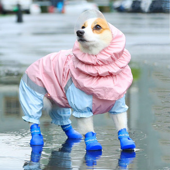 HOOPET Pet Cat Dog Αδιάβροχο Ρούχα με κουκούλα Αδιάβροχη φόρμα βροχής για μεγάλα μεσαία μικρά σκυλιά Χρυσά ρούχα εξωτερικού χώρου