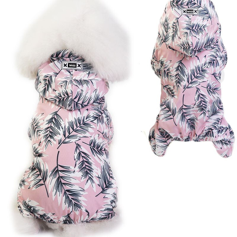 Pláštenka pre domáce zvieratá s potlačou, modrá, ružová, žltá, kvetinový vzor, 4 nohy, overal pre malé a stredné psy, pršiplášť, oblečenie pre domáce zvieratá