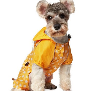 Нов дъждобран за кучета на точки 3 цвята Качулка с шнурове Леко кученце Теди Дрехи за домашни любимци