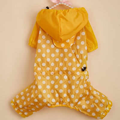 Naujas lietpaltis šunims Polka Dots 3 spalvų užtraukiamas gobtuvas Lengvi šuniuko meškiuko drabužiai naminiams gyvūnėliams