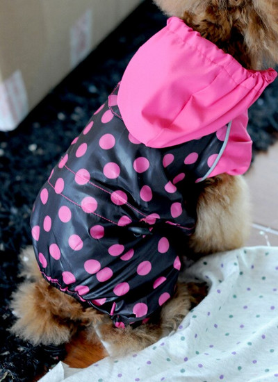 Naujas lietpaltis šunims Polka Dots 3 spalvų užtraukiamas gobtuvas Lengvi šuniuko meškiuko drabužiai naminiams gyvūnėliams