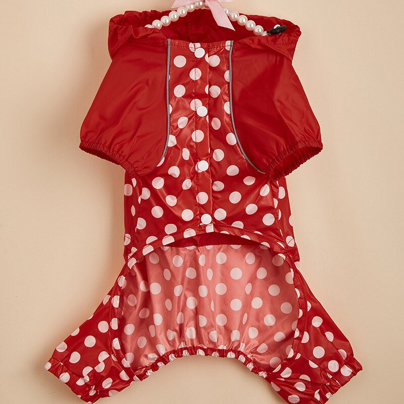 Naujas lietpaltis šunims Polka Dots 3 spalvų užtraukiamas gobtuvas Lengvi šuniuko meškiuko drabužiai naminiams gyvūnėliams