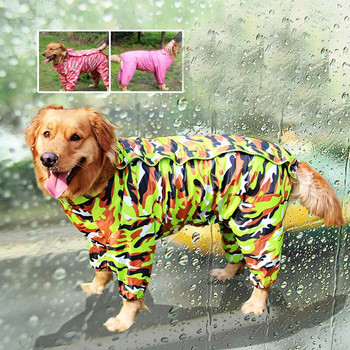 Καμουφλάζ Large Dog Raincoat Αδιάβροχη φόρμα για μεγάλα σκυλιά για Labrador Shepherd Golden Retreiver Samoyed Rain ρούχα ZL175