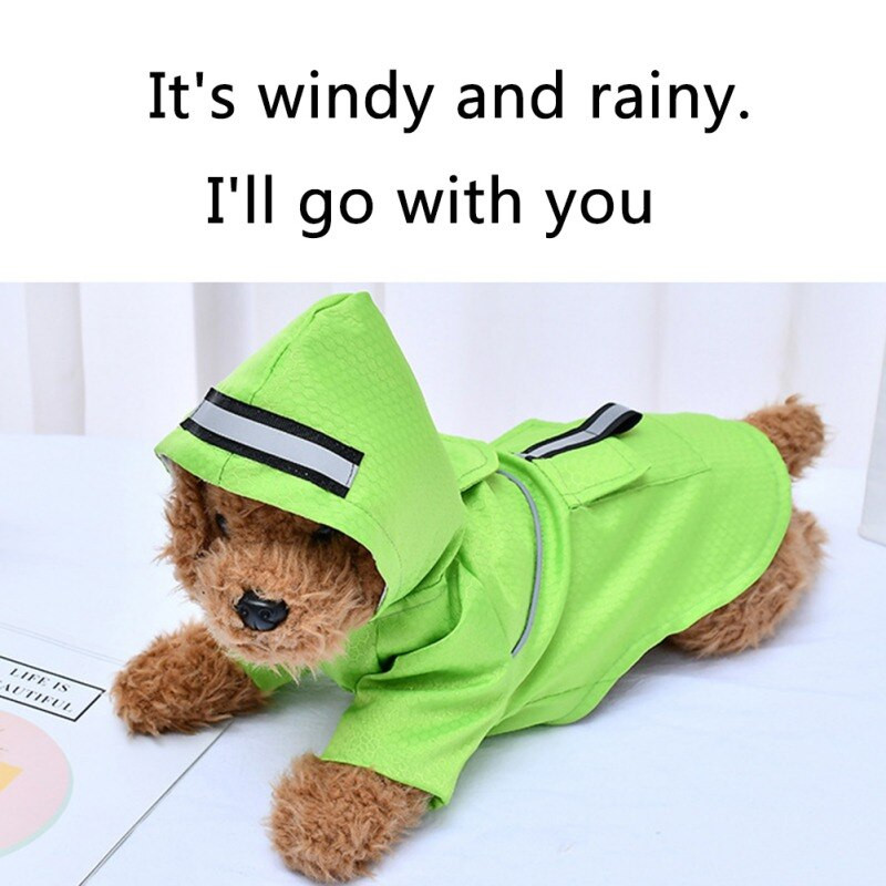 Pláštenka pre psov s kapucňou a vreckami, reflexné pásy, ľahká nastaviteľná pršiplášť, potreby pre psov