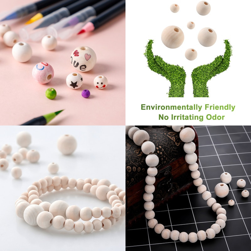 2-300 tk 6/8/10/12/14/16/18/20/25/30 mm puidust vahehelmed naturaalset värvi ümmargused keskkonnasõbralikud lahtised puidust helmed ise ise ehete valmistamine