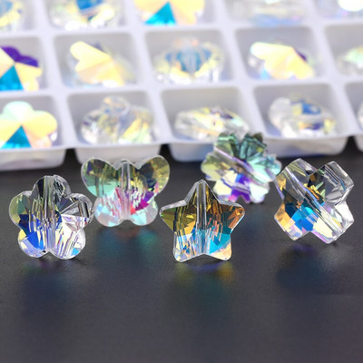 14mm Tiesi skylutė Crystal AB karoliukai 28vnt/parti mados siuvamas stiklinis karoliukas „pasidaryk pats“ papuošalų priedams