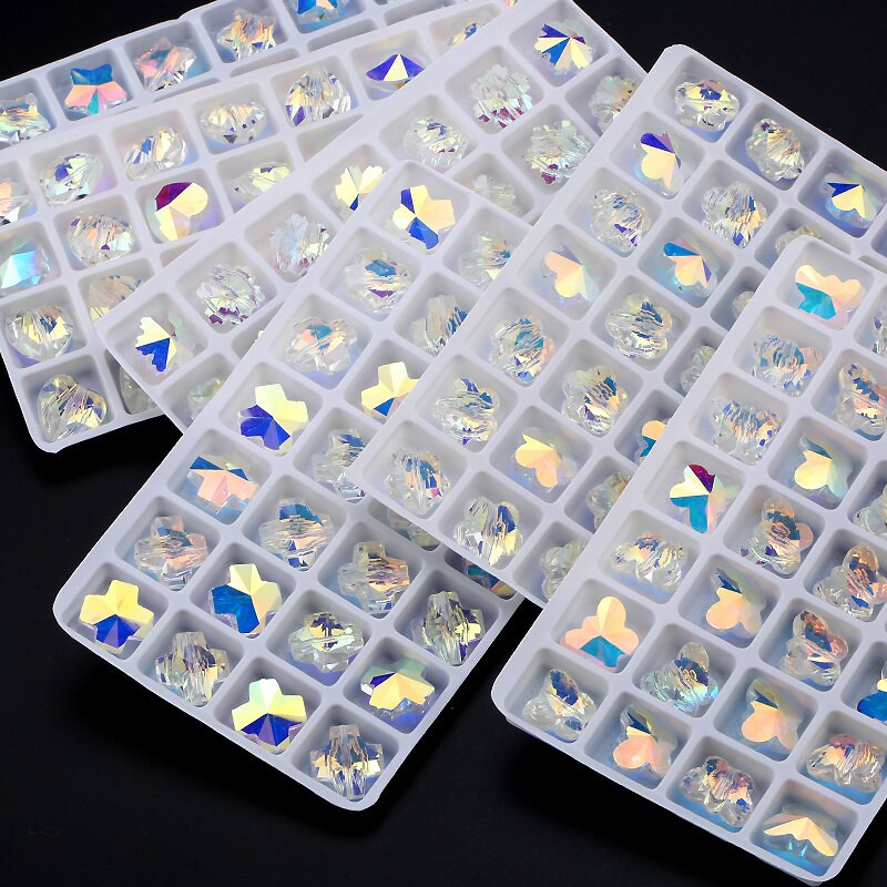 14mm Tiesi skylutė Crystal AB karoliukai 28vnt/parti mados siuvamas stiklinis karoliukas „pasidaryk pats“ papuošalų priedams