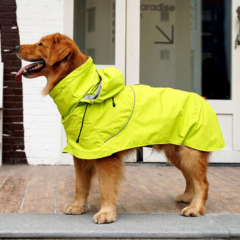 Αδιάβροχο για εξωτερικούς χώρους αδιάβροχο αναπνέον πλέγμα ανακλαστική ταινία για μεγάλους σκύλους με κουκούλα μπουφάν βροχής μανδύας για κατοικίδια Αδιάβροχο