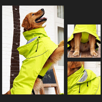 Αδιάβροχο για εξωτερικούς χώρους αδιάβροχο αναπνέον πλέγμα ανακλαστική ταινία για μεγάλους σκύλους με κουκούλα μπουφάν βροχής μανδύας για κατοικίδια Αδιάβροχο