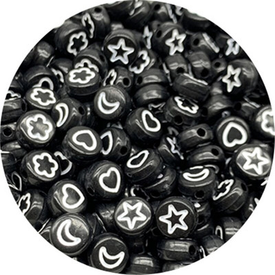 100 buc/lot, 7 mm, stele luni, flori, margele, forma ovala, margele acrilice spatiate pentru realizarea de bijuterii, bricolaj, brelocuri, bratara, colier