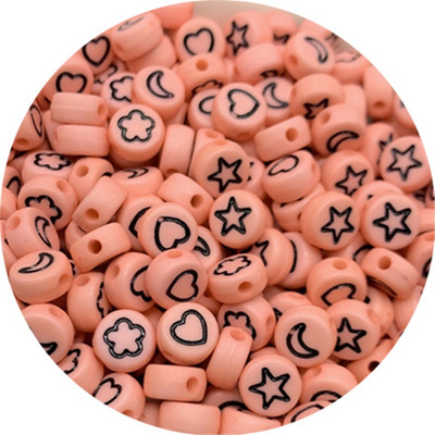 100 buc/lot, 7 mm, stele luni, flori, margele, forma ovala, margele acrilice spatiate pentru realizarea de bijuterii, bricolaj, brelocuri, bratara, colier