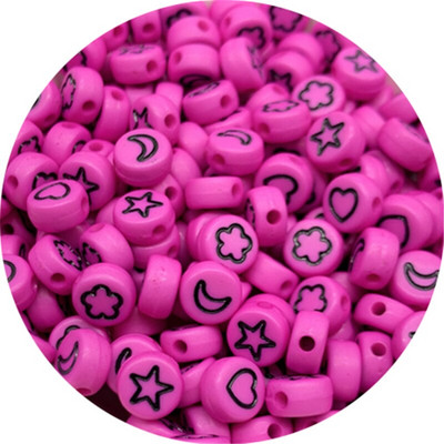 100 buc/lot, 7 mm, stele luni, flori, margele, forma ovala, margele acrilice spatiate pentru realizarea de bijuterii, bricolaj, brelocuri, bratara, colier