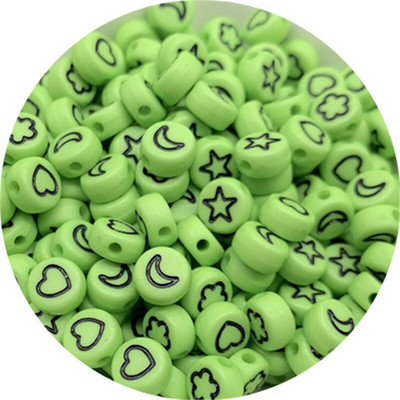 100 buc/lot, 7 mm, stele luni, flori, margele, forma ovala, margele acrilice spatiate pentru realizarea de bijuterii, bricolaj, brelocuri, bratara, colier