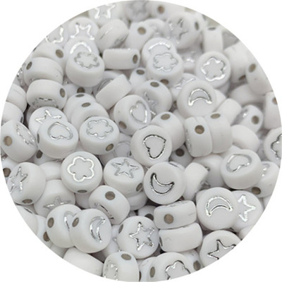 100 buc/lot, 7 mm, stele luni, flori, margele, forma ovala, margele acrilice spatiate pentru realizarea de bijuterii, bricolaj, brelocuri, bratara, colier