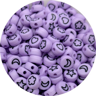 100 buc/lot, 7 mm, stele luni, flori, margele, forma ovala, margele acrilice spatiate pentru realizarea de bijuterii, bricolaj, brelocuri, bratara, colier