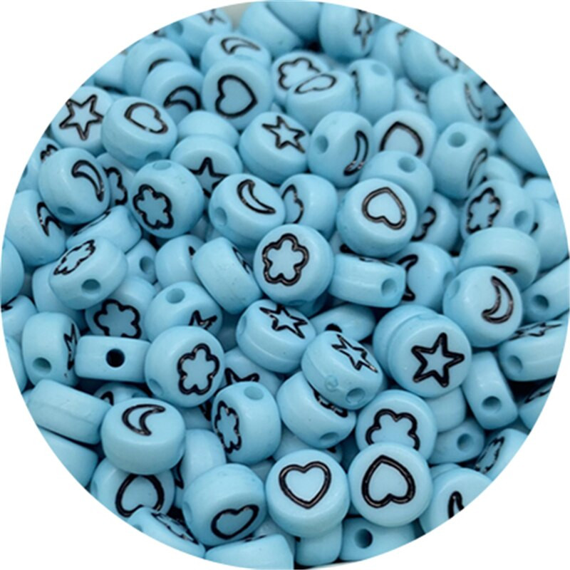 100 buc/lot, 7 mm, stele luni, flori, margele, forma ovala, margele acrilice spatiate pentru realizarea de bijuterii, bricolaj, brelocuri, bratara, colier