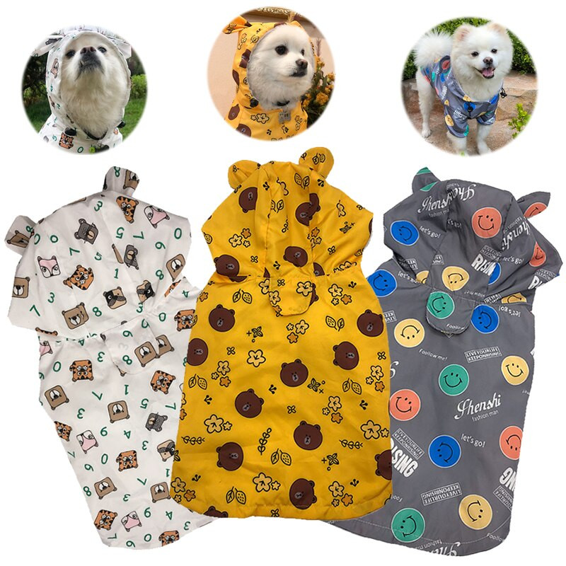 Lemmiklooma kassi koera vihmamantel kapuutsiga Smiley looma kutsika koera vihmamantel õues lemmikloomade riided kapuutsiga tuulekindel disain veekindel mantel 2022