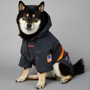 Reflective Dogs Raincoat Αδιάβροχο Αδιάβροχο Διαστημική στολή Ενδύματα σκυλιών με κουκούλα Μπουφάν για κατοικίδια Παλτό Μαύρα ρούχα Φούτερ