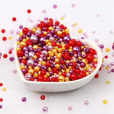 Jauktas 3/4/5/6/8 mm krāsas akrila pērļu krelles apaļas, vaļīgas imitācijas pērles rokdarbiem Rotaslietas Rokassprādzes Izgatavošana Amatniecība