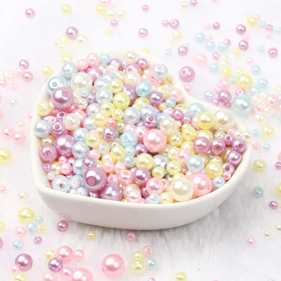 Jauktas 3/4/5/6/8 mm krāsas akrila pērļu krelles apaļas, vaļīgas imitācijas pērles rokdarbiem Rotaslietas Rokassprādzes Izgatavošana Amatniecība
