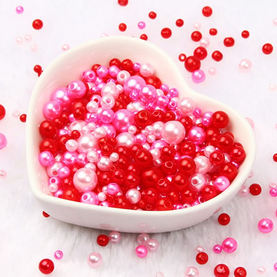 Jauktas 3/4/5/6/8 mm krāsas akrila pērļu krelles apaļas, vaļīgas imitācijas pērles rokdarbiem Rotaslietas Rokassprādzes Izgatavošana Amatniecība