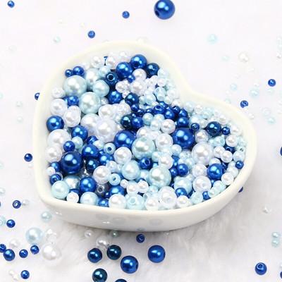 Jauktas 3/4/5/6/8 mm krāsas akrila pērļu krelles apaļas, vaļīgas imitācijas pērles rokdarbiem Rotaslietas Rokassprādzes Izgatavošana Amatniecība
