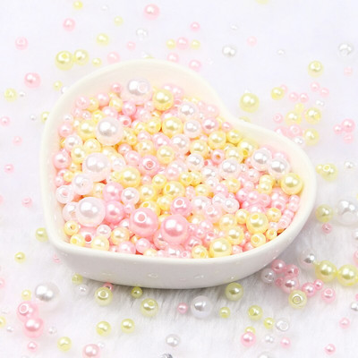Jauktas 3/4/5/6/8 mm krāsas akrila pērļu krelles apaļas, vaļīgas imitācijas pērles rokdarbiem Rotaslietas Rokassprādzes Izgatavošana Amatniecība