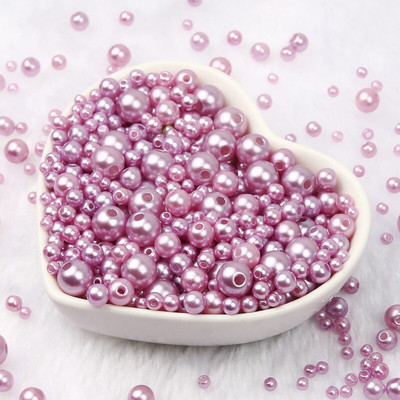 Jauktas 3/4/5/6/8 mm krāsas akrila pērļu krelles apaļas, vaļīgas imitācijas pērles rokdarbiem Rotaslietas Rokassprādzes Izgatavošana Amatniecība