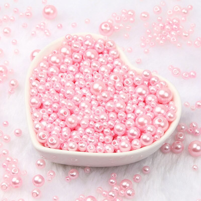 Jauktas 3/4/5/6/8 mm krāsas akrila pērļu krelles apaļas, vaļīgas imitācijas pērles rokdarbiem Rotaslietas Rokassprādzes Izgatavošana Amatniecība
