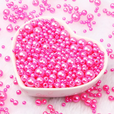 Jauktas 3/4/5/6/8 mm krāsas akrila pērļu krelles apaļas, vaļīgas imitācijas pērles rokdarbiem Rotaslietas Rokassprādzes Izgatavošana Amatniecība